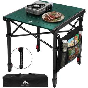 Camping Table Portable Foldable with Adjustable Height, Lightweight Collapsible Aluminum Roll-Up Camp Table with Storage Bag & Carry Bag, Heat-Resistant for RV Picnic BBQ Camping (Medium 20"18")