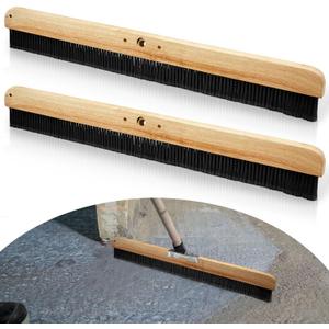 2 Pack 36 Inch Concrete Broom Finishing Tools Without Handle Wood Backed Brush Push Brooms with Mounting Threads for Concrete Finishes Hard Floors Yards