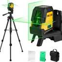 PREXISO Laser Level with Tripod - 100Ft Rechargeable Dual Modules Line Laser, Self Leveling Wide Angle Cross Leveler Tool for Construction, Floor Tile Renovation with Magnetic Base, Target Plate, Bag