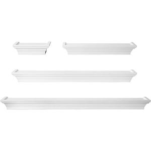 MELANNCO Floating Wall Shelves Set of 4, White Wood Display Shelves for Wall, Includes 6, 12, 20 and 24 Inch Sizes with Raised Edges and Mounting Hardware for Room Decor, Home Decor