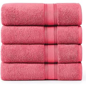 LANE LINEN Large Bath Towels Set (30" x 60") - Zero Twist 100% Cotton Bathroom Towels, Super Absorbent Luxury Bath Towels, Quick Dry Shower Towels, 4 Piece Extra Large Bath Towel Set - Honeysuckle
