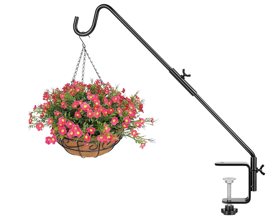 BOLITE Heavy Duty Deck Hook, 20 Inch Bird Feeder Hanger for Hummingbird Feeders, Planters, Lanterns, Wind Chimes, 360° Rotatable Arm, Black, Birthday Gifts for Women Men, Gifts for Mom Dad