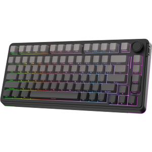 EPOMAKER EA75 75% RGB Gaming Mechanical Keyboard, 2.4GHz/Type-C/BT Creamy Wireless Keyboard with Knob, Shine Through PBT Keycaps, Hot Swappable for Gamers (Black Gradient, Reaper Switch)