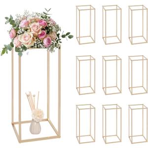 Column Vase,10PCS Metal Vase Column Stand,Wedding Centerpieces for Table,24in Tall Gold Metal Flower Stand for Wedding Event Party Props Home Decor T-Stage Reception Party