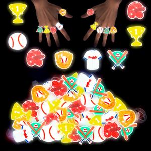 24Pcs Baseball Party Ring ,Glow in the Dark ,Baseball Theme Birthday Party Supplies Birthday Party Supplies,Sport Goodie Treat Bag Stuffers Classroom Prizes, Fun Gifts