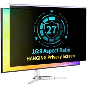 DEJIMAX 27 Inch Computer Privacy Screen for 16:9 Computer Monitor, Anti-Blue Light Monitor Privacy Screen Filter, Anti-UV Computer Screen Privacy Shield, Hanging Typeinor Damage