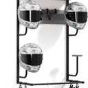 Motorcycle Helmet Holder Wall Mounted, Helmet Holder Wall Mount with Helmet Rack, 4 Glove Chips and 4 hooks, Rustic Helmet Holder and Motorcycle Helmet Rack for Most of Helmet and Clothes (Grey)