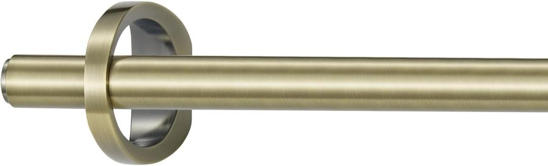 Modern Curtain Rods, 1Inch Diameter Decorative Single Window Rod Telescoping 48-84 Inch Adjustable Drapery Rods Antique Bronze Color For Bedroom Living Room Kitchen Office