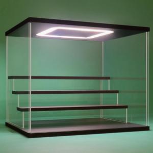 NONEMEY Clear Acrylic Display Case Stand with LED Light 2/3/4/5/6 Tier Storage Box Showcase Dustproof Organizer Box for Collectibles (4Tier 12.4*9.6*10.4inch)