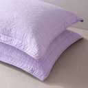 WINLIFE 100% Cotton Quilted Pillow Sham Floral Printed Pillow Cover (Standard, Purple) 26" X 20" (Pack of 2)