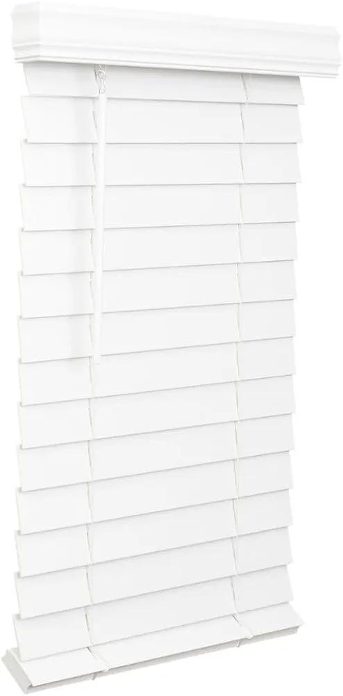 LOTUS & WINDOWARE 2.5-inch Cordless Faux Wood Blind, Plantation Style, 23" Wide x 48" Long, Smooth, Bright White – for Living Room, Bedroom, Interior Door Windows