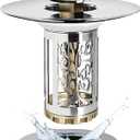 Bathroom Sink Drain Stopper, Bathroom Sink Drain Strainer with Pop Up and Removable Hair Catcher Basket, Universal for 1.06 to 1.6in Sink Drain, Chrome Silver