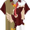 QIVICIMA Mens Halloween Christmas Shirts Funky Button Down Shirts Party Aloha Shirt Santa Print Holiday Hawaiian Tops (X-Large, Af Thanksgiving)