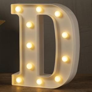 HXWEIYE Light Up Letters D, LED Marquee Letters Lights Sign 26 Alphabet and 10 Number Big Lights Letter for Party Birthday Bar Battery Powered Christmas Decor Letter Light (Warm White)