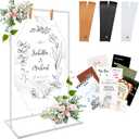 koretech Wedding Welcome Sign Stand, Adjustable Welcome to Our Wedding Sign Holder, 68”x 30”x 20” Heavy Duty Easel Stand for Sign with 11 Design Bundle & 3 Pairs Leather Straps(White)