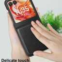 Foluu for Motorola Razr 2024/2025 Case, Leather + Hard PC Shell Ultra Thin Slim Durable Protective Phone Case Cover (Black)