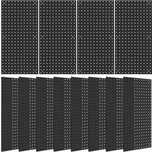 12 Pack 12-Inch X 24-Inch Metal Pegboard Wall Panels, Peg Boards for Garage Tool Storage (Black)