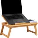 Mind Reader Lap Desk, Laptop Stand with Folding Legs for Bed Dorm Room and Home Office, Rayon From Bamboo, Brown