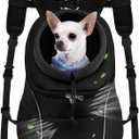 WOYYHO Pet Dog Carrier Backpack Small Dog Front Backpack Ventilated Dog Carrier Back Pack with Storage Pockets, Adjustable Straps & Safety Belt for Travel Hiking Outdoor(Size L: 10-14 lbs, All Black)
