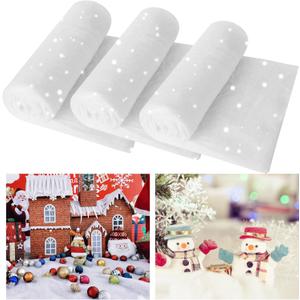 3 Pack Snow Blanket Roll- Fake Snow Blankets (8ftx3ft in Each) for Christmas Decorations, Artificial Snow Carpet Thick Soft and Fake Snow Cover for Xmas Winter Decor.