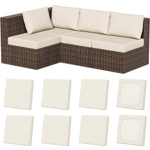 8Pcs Stretch Patio Cushion Covers, Outdoor Couch & Sofa Replacement Slipcovers for Patio Furniture Cushion Covers, Washable Reusable Furniture Protector