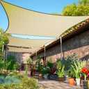 ShadeMart 16' x 16' Beige Sun Shade Sail UPF50 Square Canopy Fabric Cloth Screen, Water and Air Permeable & UV Resistant, Heavy Duty, Carport Patio Outdoor - (We Customize Size)