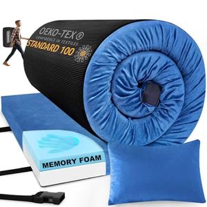 Aodisman Sleeping Pad,3-inch Thick Memory Foam Camping Mattress,Portable Roll-Up Mat for Car/Tent/Floor/Cot/Travel,Comfortable Pad for Guests Sleepover