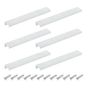 Uxcell Cabinet Finger Edge Pull, 6pcs 200mm / 7.87" Aluminum Alloy Back Mount Hidden Cabinet Pulls Concealed Handle for Home Kitchen Drawer Cabinet, White