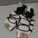 PiePieBuy Womens Lace up Square Toes Flat Sandals with Ankle Strap Summer Criss-Cross Gladiator Shoes Size 7 1/2