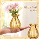 20 Pieces Glass Bud Vases for Centerpieces Bulk 3.5 Inch Mini Flower Bouquets Vases Small Cute Crystal Ribbed Glass Bud in Bulk for Wedding Baby Bridal Shower Table Party Home Decor (Amber)