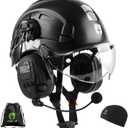 GREEN DEVIL Safety Helmet Hard Hat with Visor and Bluettoth Ear Muffs Vented Work Helmet for Men and Women ANSI Z89.1 Approved Hardhat Ideal for Industrial & Construction