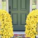 Siyaluens Artificial Flowers for Outdoors - 8 Pcs UV Resistant Realistic Faux Silk Bougainvillea Flowers, Fake Hanging Plants for Porch Patio Balcony Decoration (Yellow)