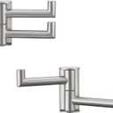 APLusee 2 Pack Swivel Coat Hooks Brushed Nickel, 304 Stainless Steel Foldable Bathroom Towel Hooks with 2 Rotating Arms, Wall Mounted