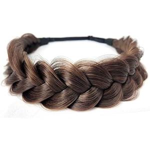 TOECWEGR Synthetic Hair Braided Headband Classic Wide Strands Wedding Disorderly Fluffy Braids Wig Band Women Beauty Accessory