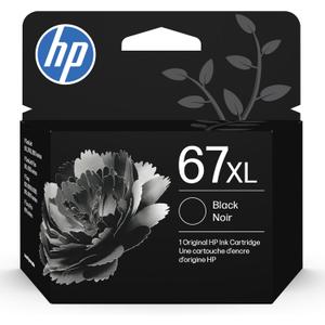 HP 67XL Black High-yield Ink Cartridge for HP Printers | Works with Printer Series: DeskJet 1255, 2700, 4100, ENVY 6000, 6400 Series | Eligible for Instant Ink | 3YM57AN