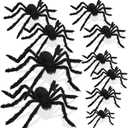 Soulchen 10 Pack 6.6/4.9/4.1/3/2.5ft Giant Spiders Halloween Decorations Outdoor 5 Sizes Large Scary Hairy Spider with Red Eyes for Patio Yard Garden Indoor Wall Home Decor Prank