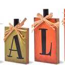 Ovootok Fall Decorations for Home, 4 Pcs Rustic Farmhouse Home Decor Signs, FALL Centerpieces for Tables, Autumn Decor Sign Block Set for Thanksgiving Party Harvest Kitchen Tiered Tray Mantel (4