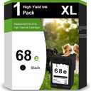 68 Black Ink Cartridge High Yield Replacement for HP 68xl Black Ink Compatible with Envy 6155e 6500e 6552e 6555e 6558e 6100e 6152e Printer 6520e 6530e 6165e 6110e 6120e(1-Pack)