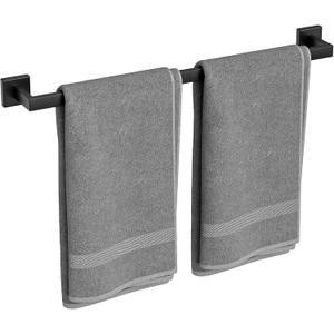 Matte Black Towel Bar, 24 Inch Bathroom Towel Rack, Towel Holder Wall Mounted, Square Base Thicken SUS304 Stainless Steel Towel Rod Modern Home Decor (Total Length 26-Inch)