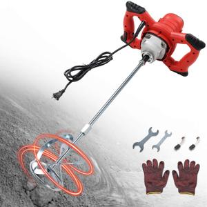 Cement Mixer, 110V Handheld Mud Mixer with 6 Speed, 2100W Electric Concrete Mixer for Paint Mortar Fodder Mixing Drywall Grout Plaster