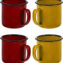 Hemoton Enamel Cups Set of 4 12Oz Vintage Metal Mugs for Camping Picnic Kitchen and Home Use Assorted Colors Drinkware