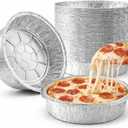 50 Pack 8 Inch Round Aluminum Foil Pans, Disposable Tin Foil Baking Pans, Oven and Freezer Safe for Baking, Roasting, Cooking, Storage and Reheating