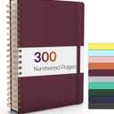 Forvencer Lined Spiral Journal Notebook with 300 Numbered Pages, B5 College Ruled Thick Journals for Writing with 100GSM Paper, Hardcover Notebooks with Contents for Work, School, Women, Men, Burgundy