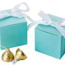 AWELL Mint Green Gift Candy Box Bulk 2x2x2 inches with White Ribbon Party Favor Box,Pack of 50