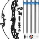30lb Recurve Bow and Arrow Set, Black Right Hand Archery Bow, Contains 12 Arrows, Suitable for Beginners to Practice