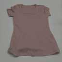 ANRABESS Women Short Sleeve Tops Scoop Neck Ribbed Knit Slim Fitted Basic Tee Shirts Casual Summer Clothes 2025 Fall Outfits (Small, Grey Pink)