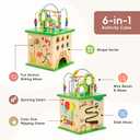 OOOK 5 in 1 Large Activity Cube, Forest-Themed Activity Cube for 1 Year Old, 13.4 x 13.4 x 22.2 inches
