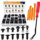 GOOACC - GRC-33 240PCS Bumper Retainer Clips Car Plastic Rivets Fasteners Push Retainer Kit Most Popular Sizes Auto Push Pin Rivets Set -Door Trim Panel Fender Clips for GM Ford Toyota Honda Chrysler (240Pcs Clips + 5 Remover)