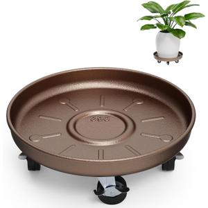 Plant Caddy With Wheels 14" Metal Plant Saucers for Indoors 390 Lb Capacity