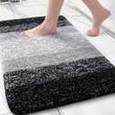 Arotive Microfiber Bathroom Rugs, Shaggy Soft and Absorbent Bath Rug, Non-Slip, Thick Plush Machine Washable Dry Bath Mats for Bathroom, Tub and Shower, 24x16, Black, Rectangular